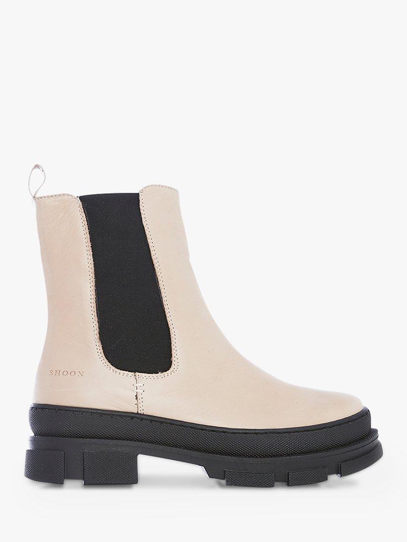 Moda in Pelle Boulder Leather Chelsea Boots, Cream, 6