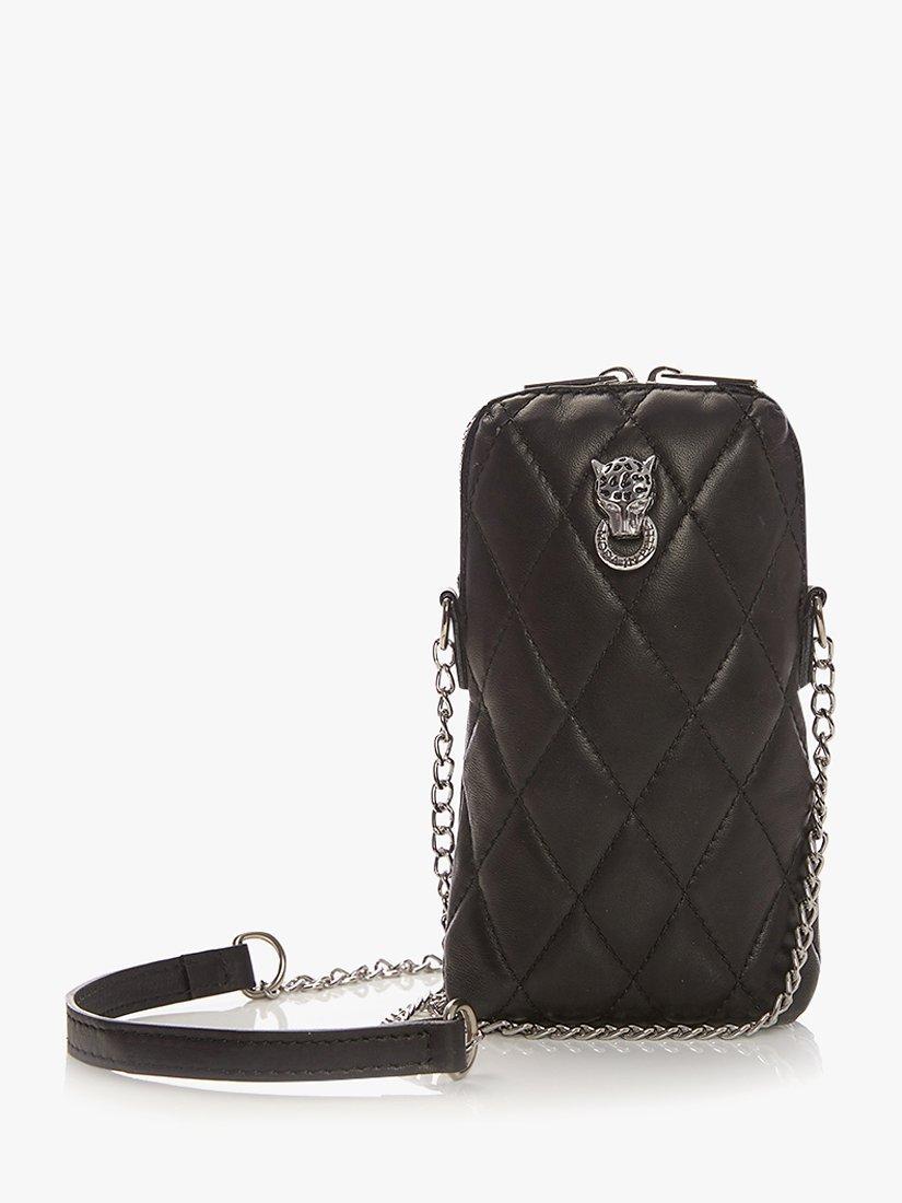 Moda in Pelle Johanna Leather Cross Body Phone Bag, Black
