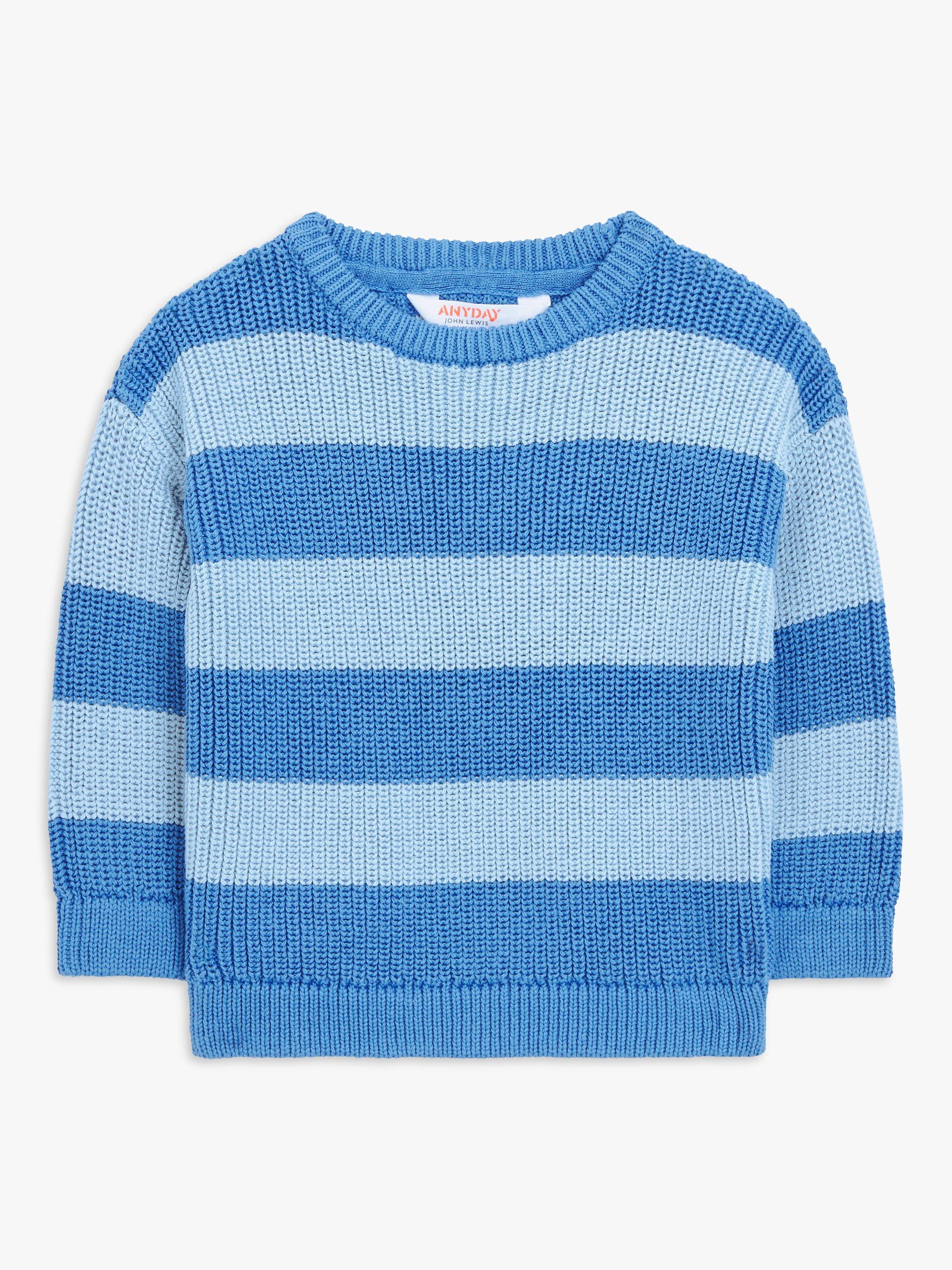 John Lewis ANYDAY Baby Colour Block Stripe Jumper, Blue