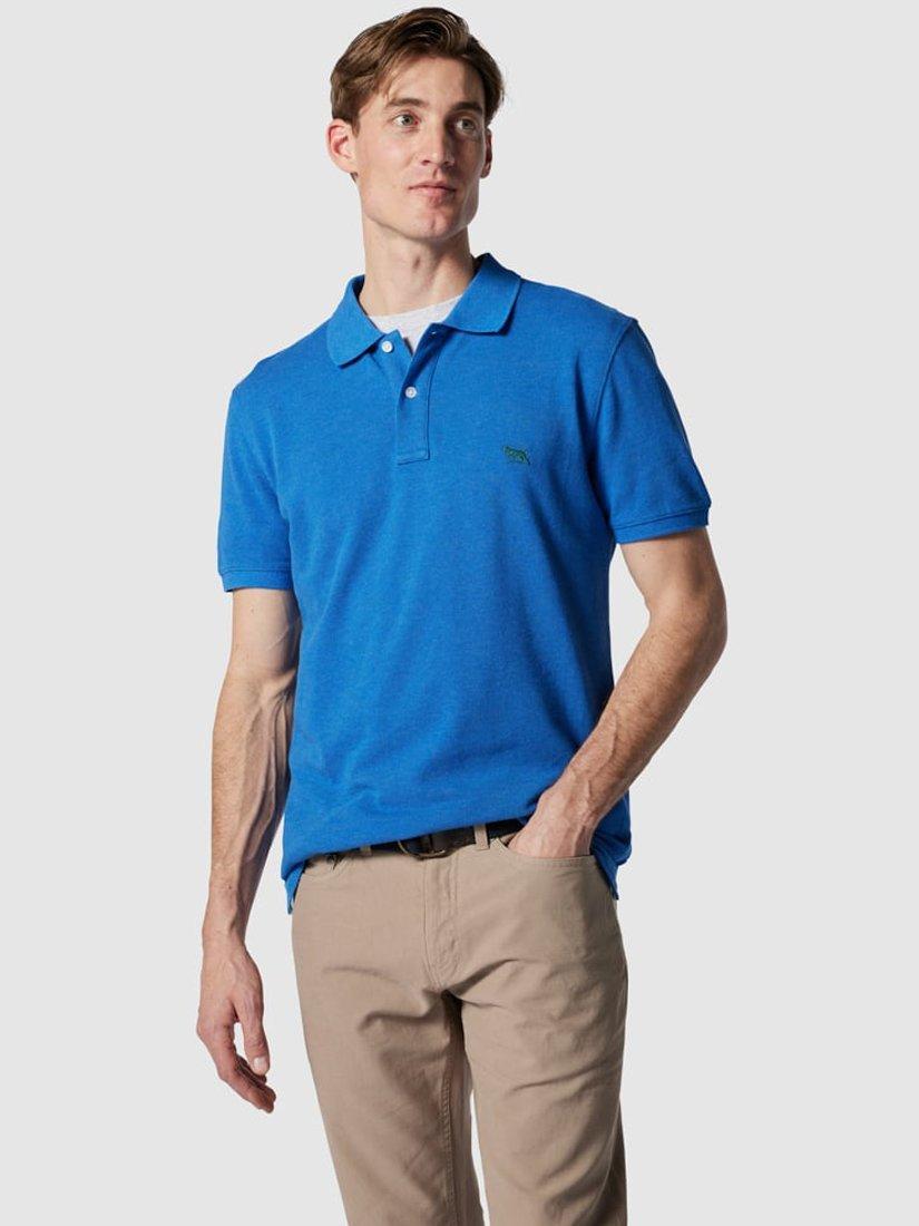 Product image 1 of 5, which shows Rodd & Gunn The Gunn Cotton Slim Fit Short Sleeve Polo Shirt, Lapis, XS