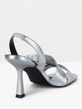 HUSH Canon Heeled Metallic Leather Sandals, Silver