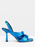 HUSH Canon Heeled Metallic Leather Sandals, Metallic Blue