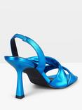 HUSH Canon Heeled Metallic Leather Sandals, Metallic Blue