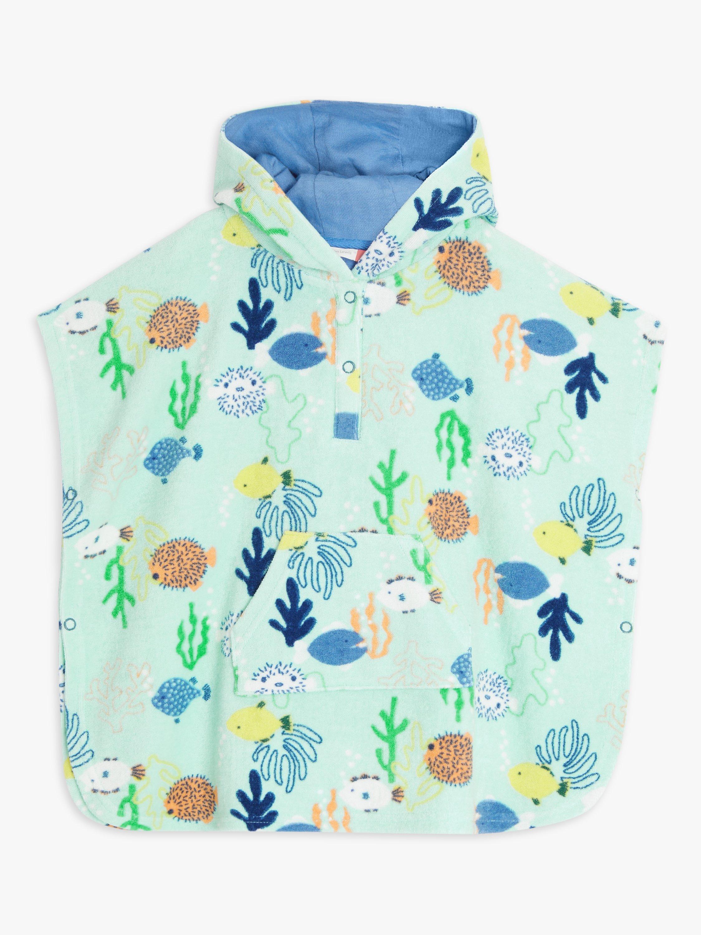 John Lewis Baby Bubblefish Towelling Poncho, Multi