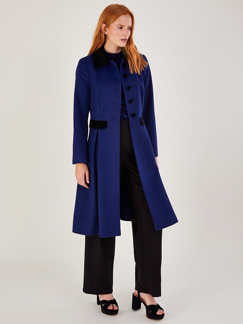 Monsoon Opal Wool Coat, Blue