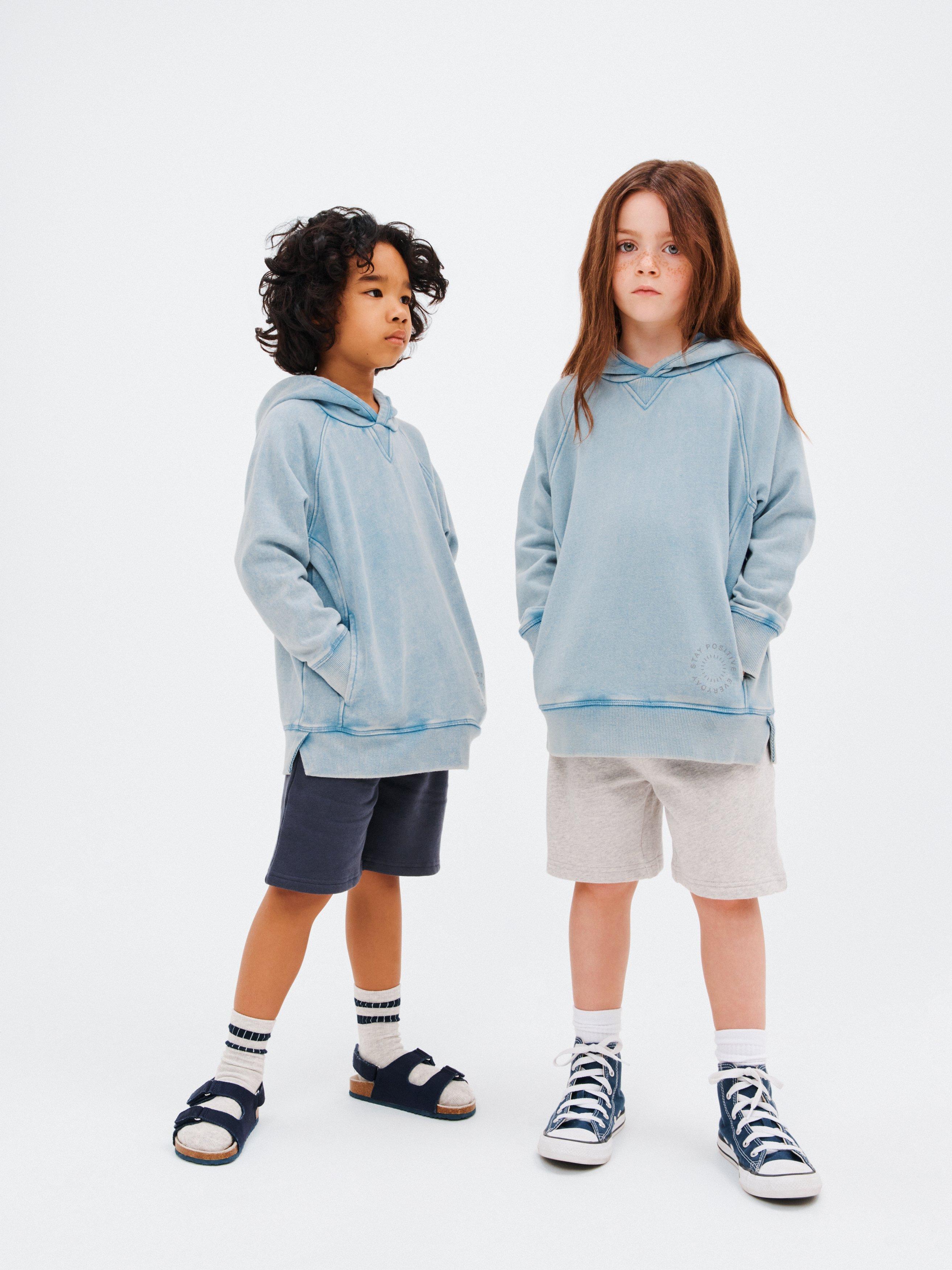 John Lewis Optic Wash Stay Positive Everyday Hoodie, Blue