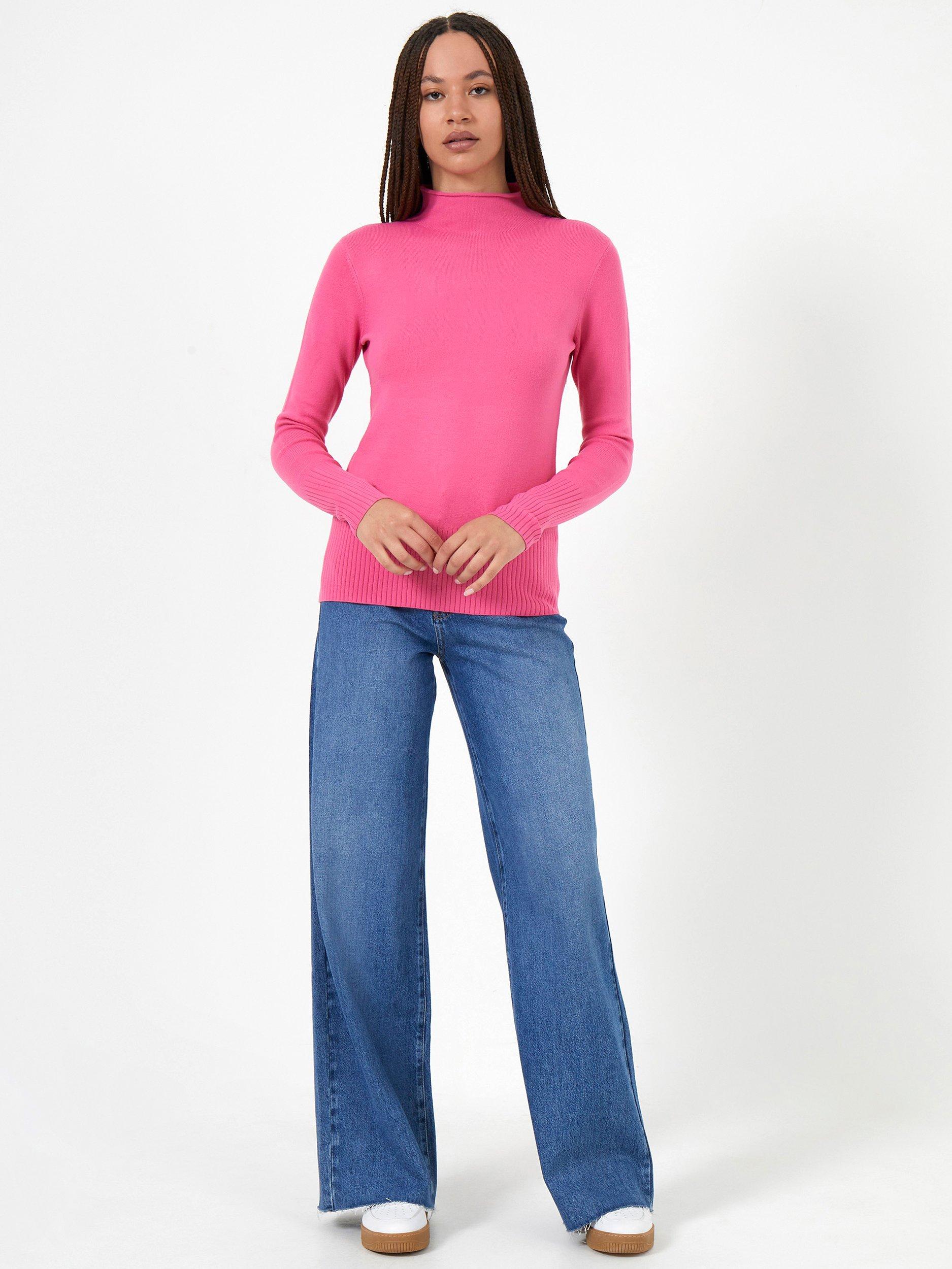 French Connection Babysoft High Neck Jumper, Pink       
