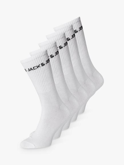 Jack & Jones Kids' Sports Socks, Pack of 5, White, White