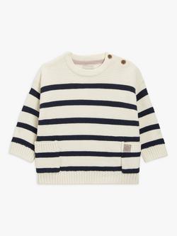 John Lewis Baby Breton Stripe Jumper, Navy, Navy