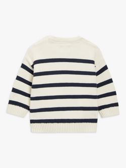 John Lewis Baby Breton Stripe Jumper, Navy - view 2, Navy