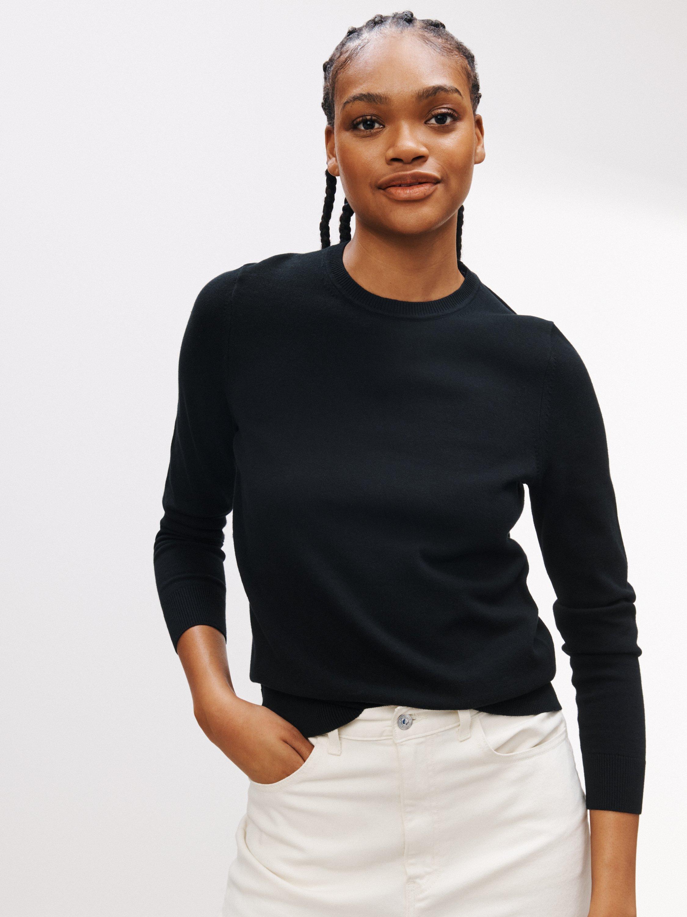 John Lewis Cotton Crew Neck Jumper Black