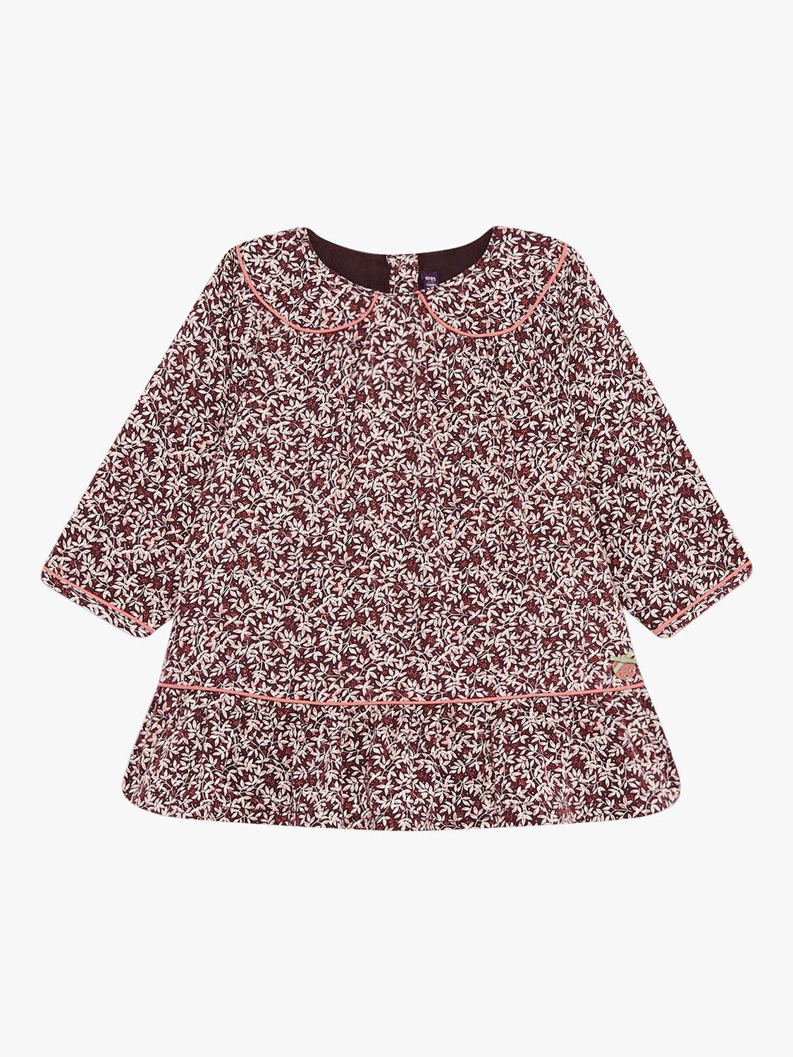 Sergent Major Baby Foliage Print Long Sleeve Dress, Purple