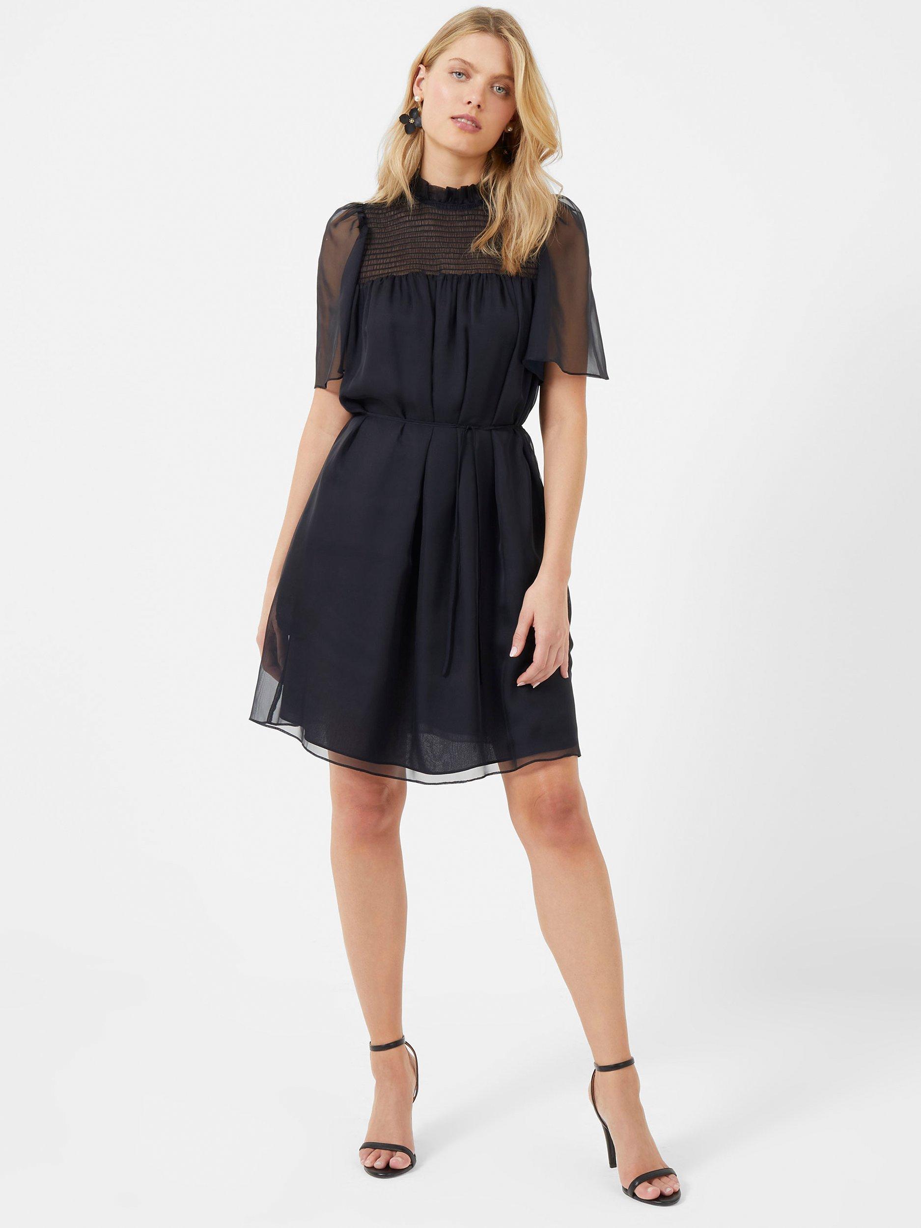 French Connection Ella Georgette Smock Neck Dress, Utility Blue        