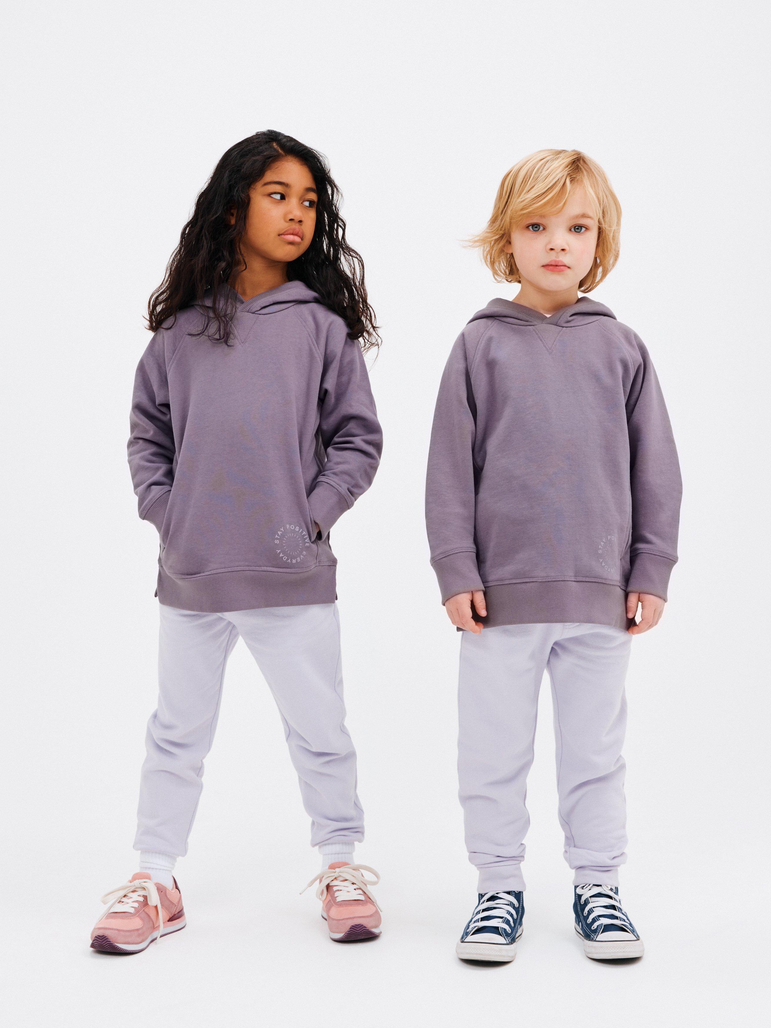 John Lewis Kids' Stay Positive Everyday Hoodie, Purple