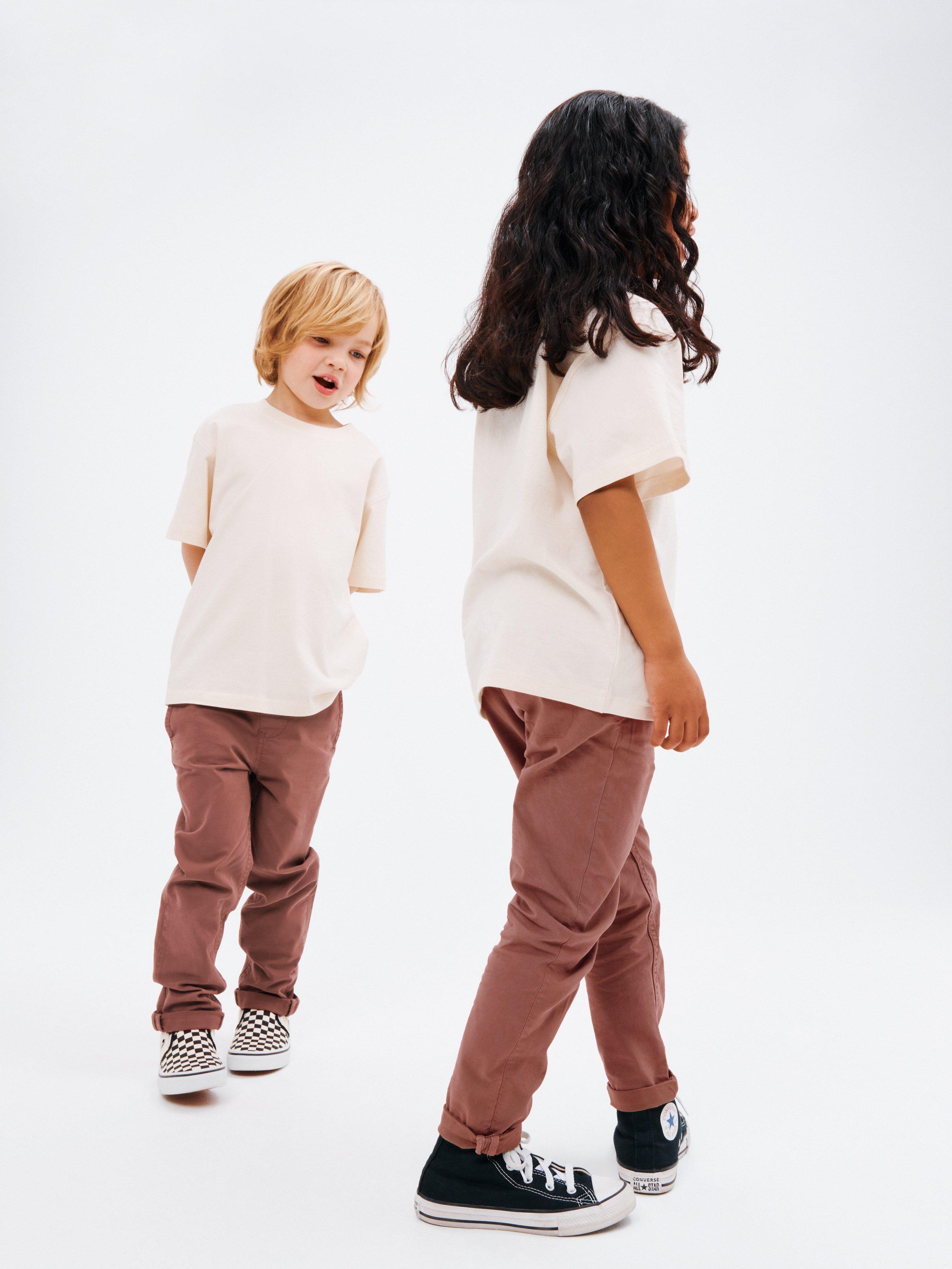 John Lewis Kids' Plain Straight Cut Chinos, Brown Mink