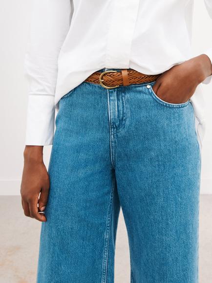 John Lewis Sianne Skinny Plaited Leather Belt - view 2, Tan