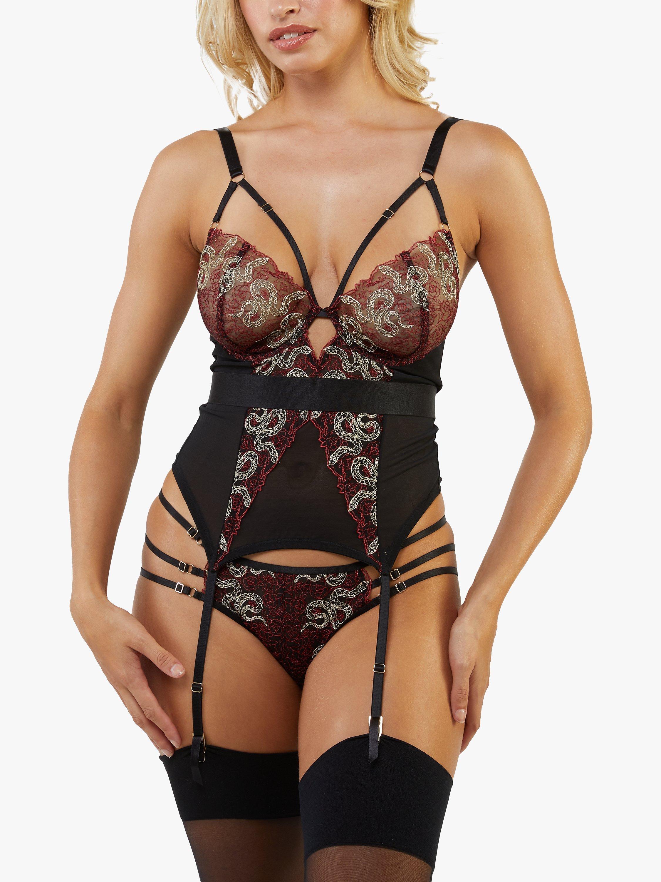 Playful Promises Dakota Snake Basque, Black/Red