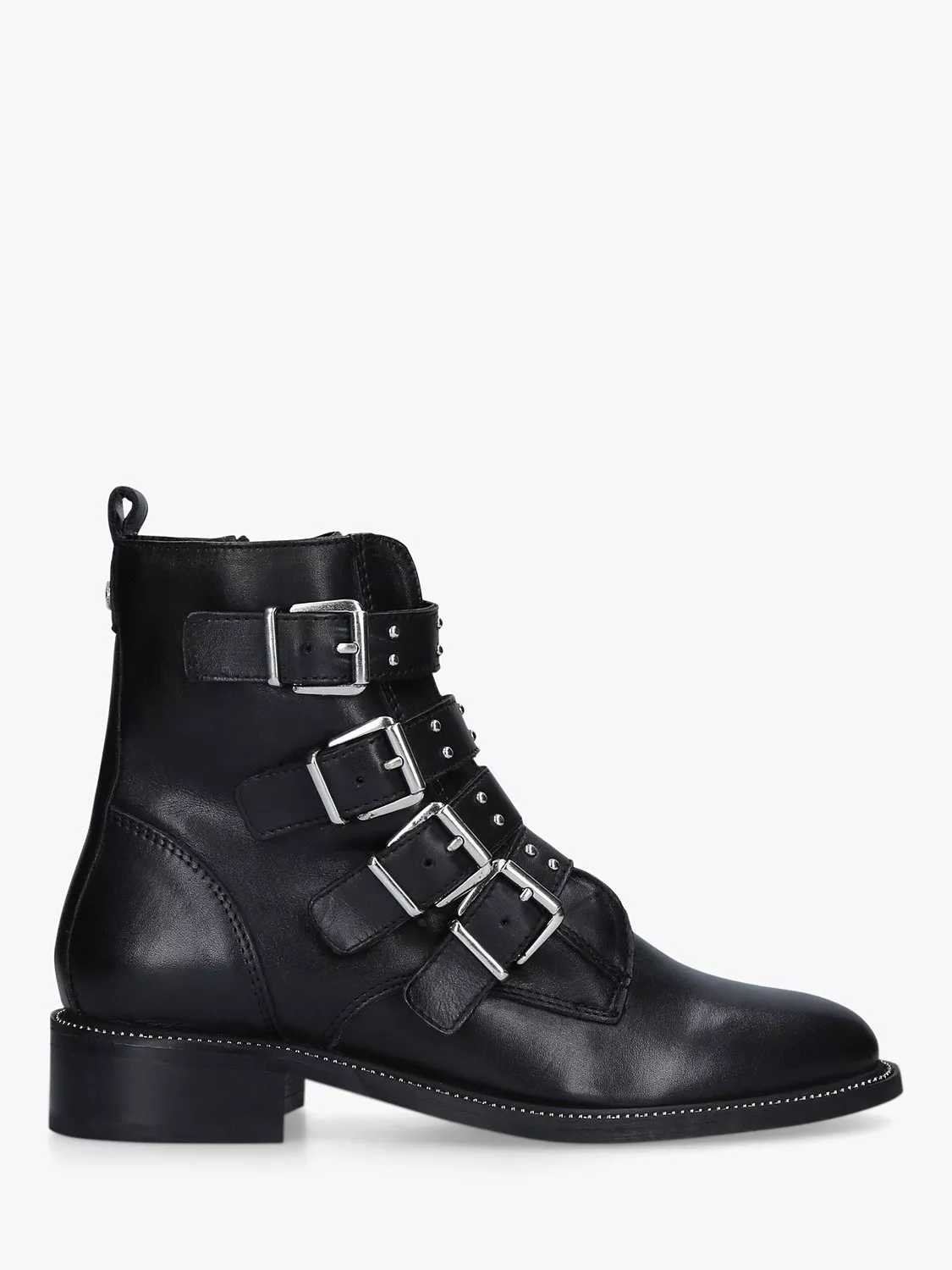 Carvela Strap Buckle Leather Ankle Boots Black