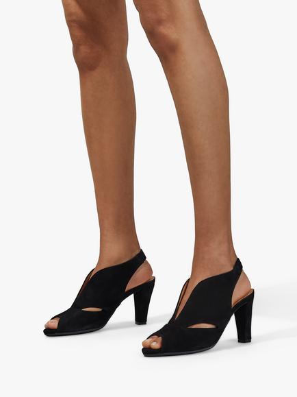 Carvela Comfort Arabella Suede Cone Heel Open Toe Court Shoes - view 2, Black