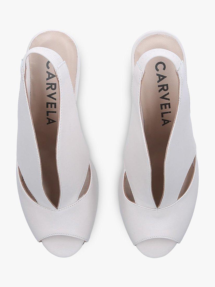 Product image 4 of 5, which shows Carvela Arabella Comfort Cone Heel Open Toe Leather Court Shoes, Putty, 3