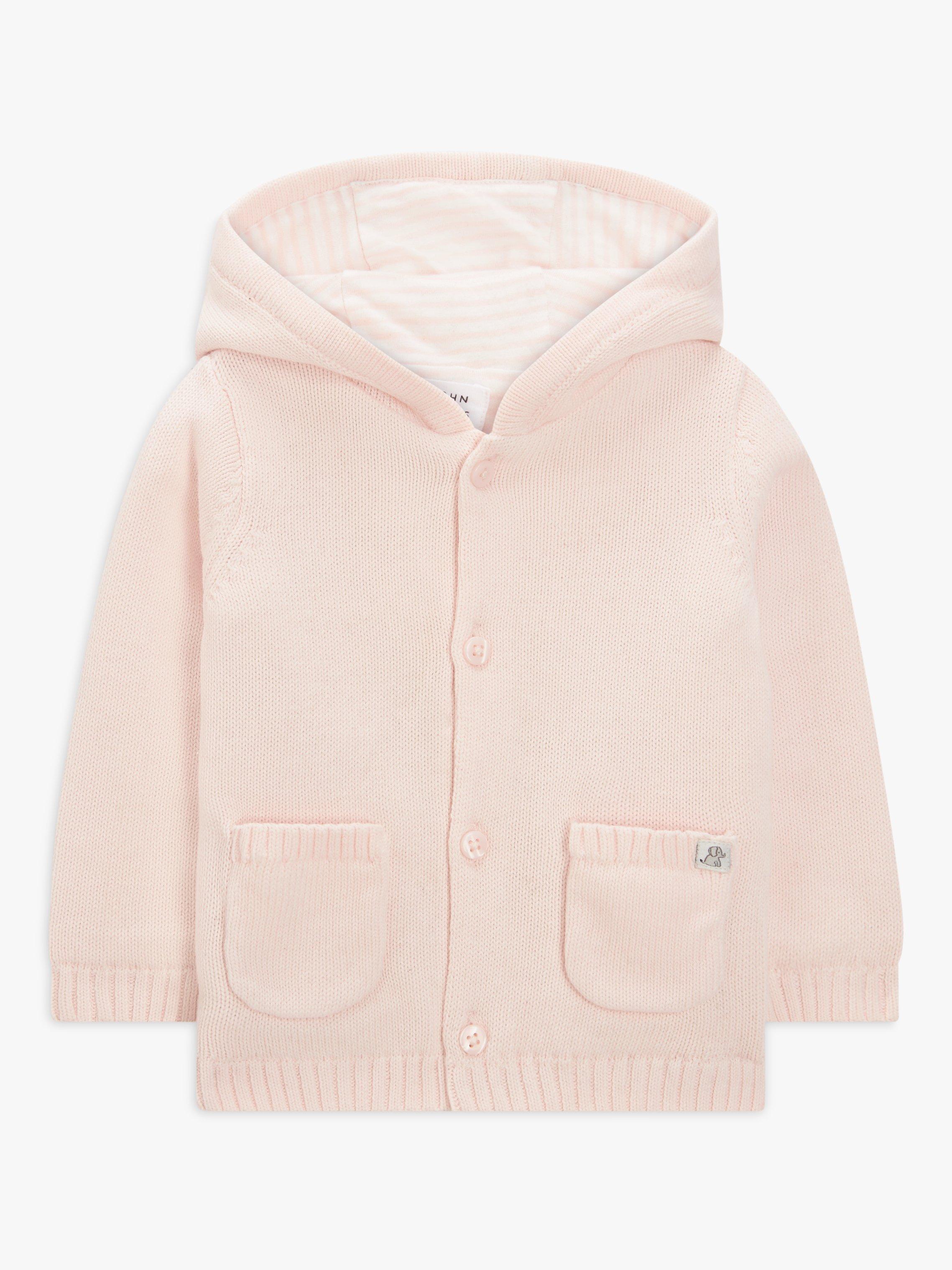 John Lewis Baby Hooded Cardigan, Pink, 0-3 months