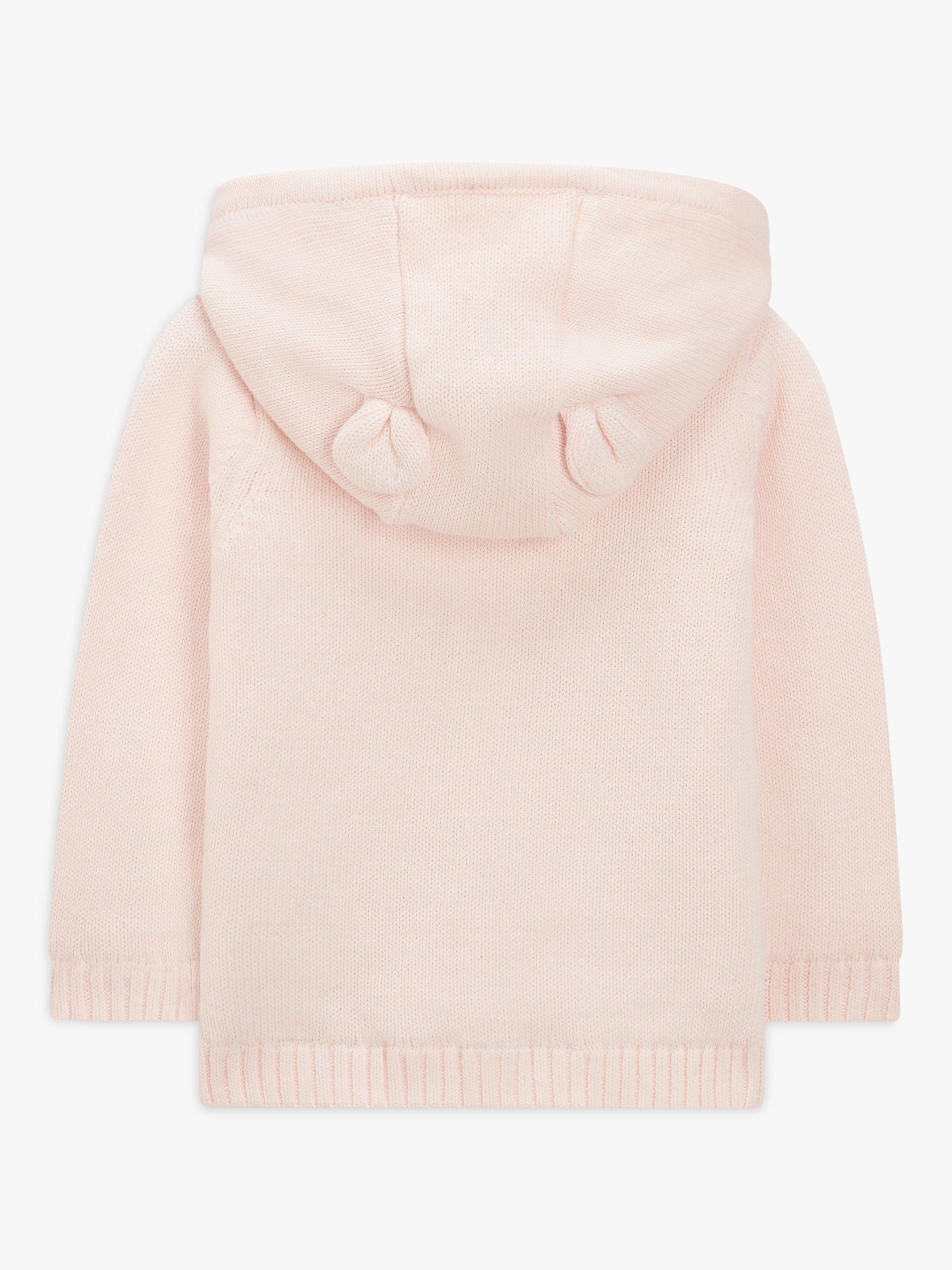 John Lewis Baby Hooded Cardigan, Pink, 0-3 months