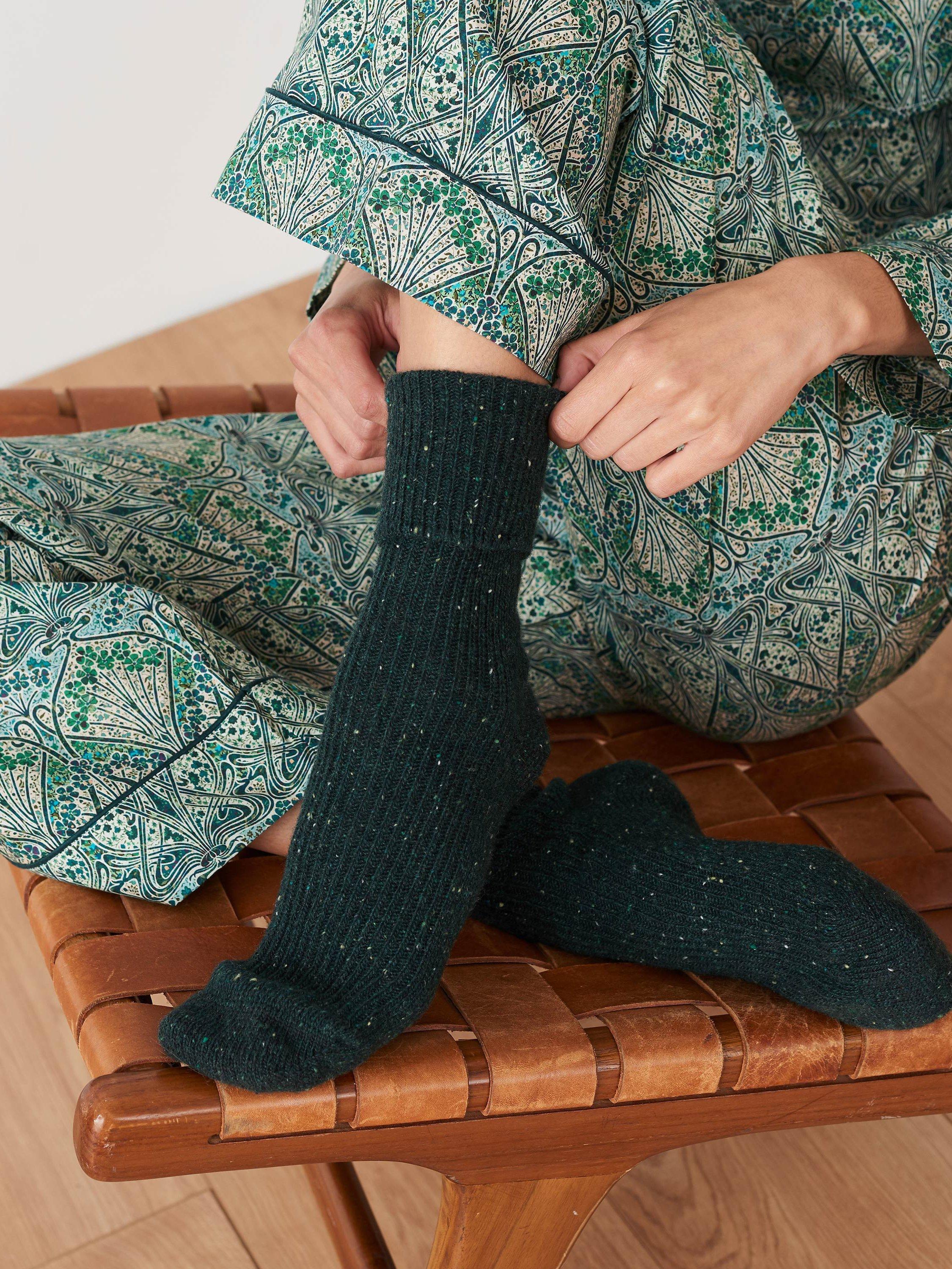 Brora Donegal Cashmere Blend Socks, Pine