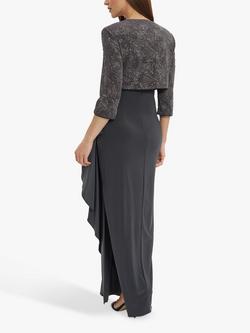 Gina Bacconi Isy Long Side Ruched Gown, Charcoal - view 2, Charcoal