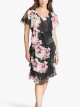 Gina Bacconi Olivie Floral Tiered Dress, Black/Multi