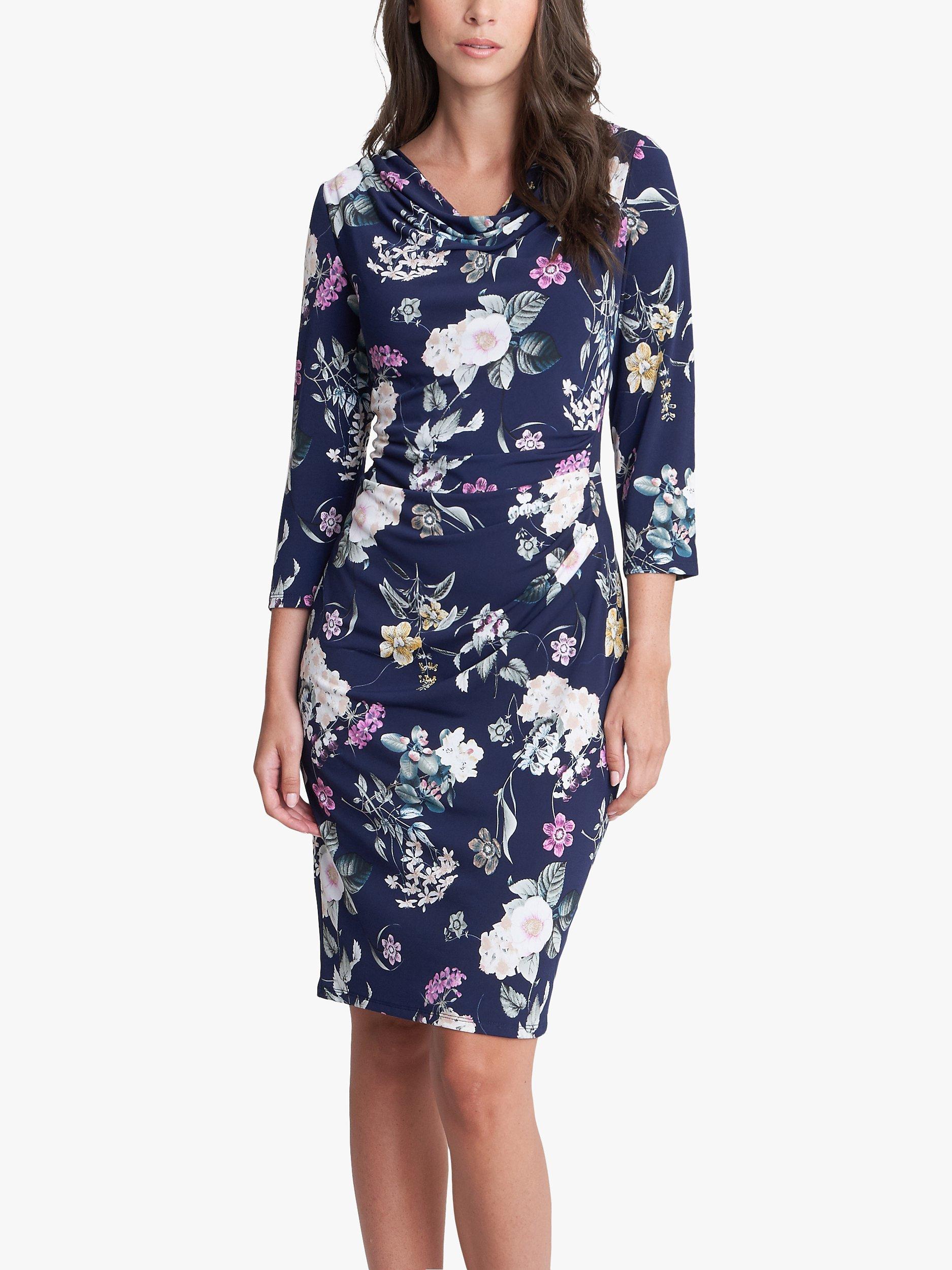 Gina Bacconi Aliya Floral Print Jersey Dress, Navy