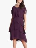 Gina Bacconi Trysta Bugle Beaded Dress, Aubergine