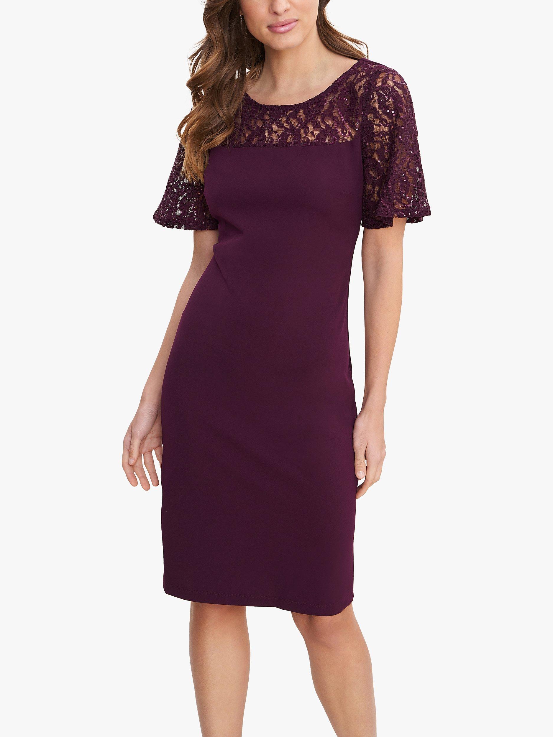 Gina Bacconi Imola Lace Cocktail Dress Fig