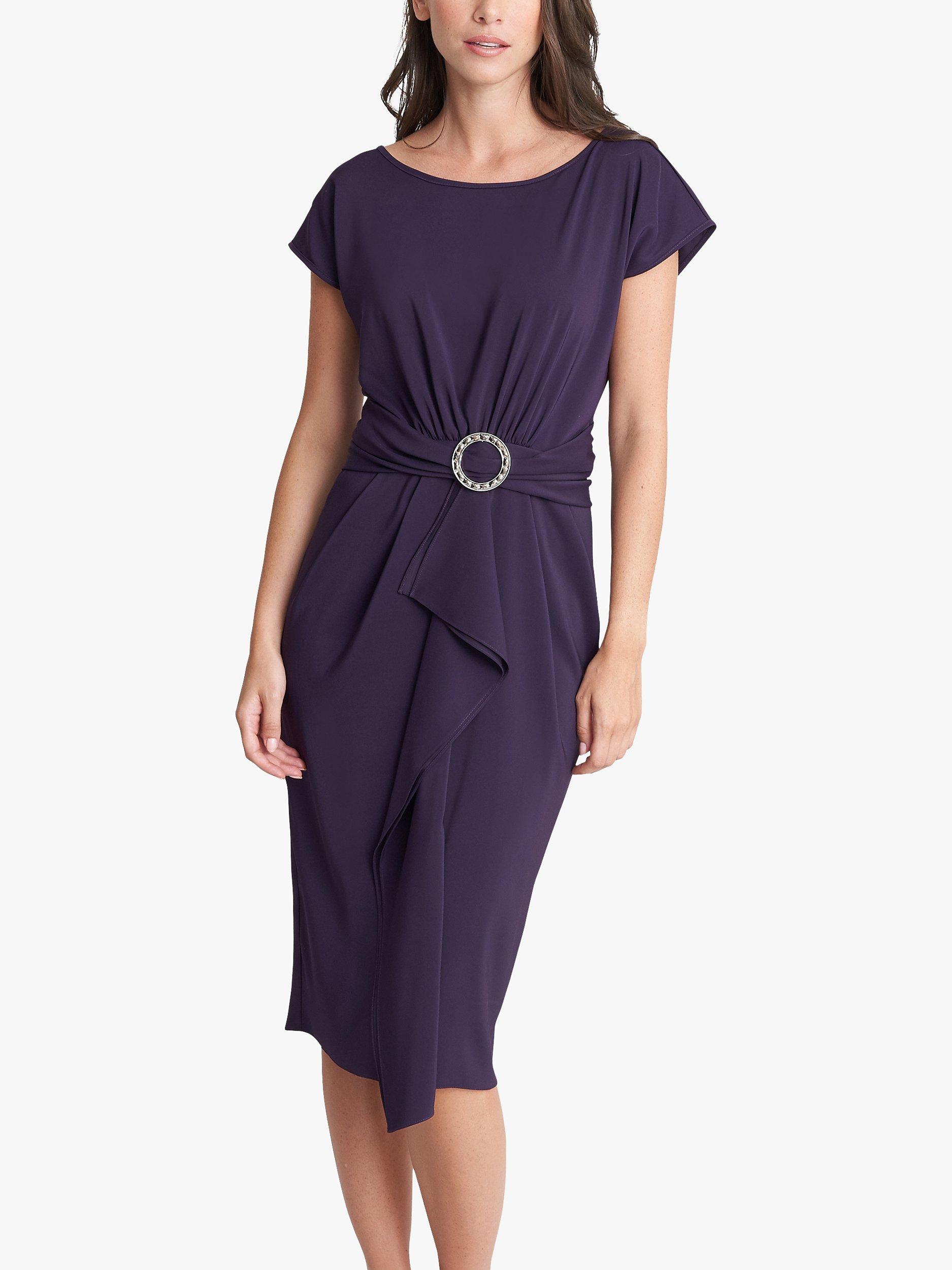 Gina Bacconi Pelia Crepe Midi Dress, Purple