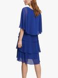 Gina Bacconi Via Beaded Cape Tiered Dress, Royal Blue