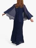 Gina Bacconi Jayden Lace and Chiffon Caped Maxi Dress, Navy