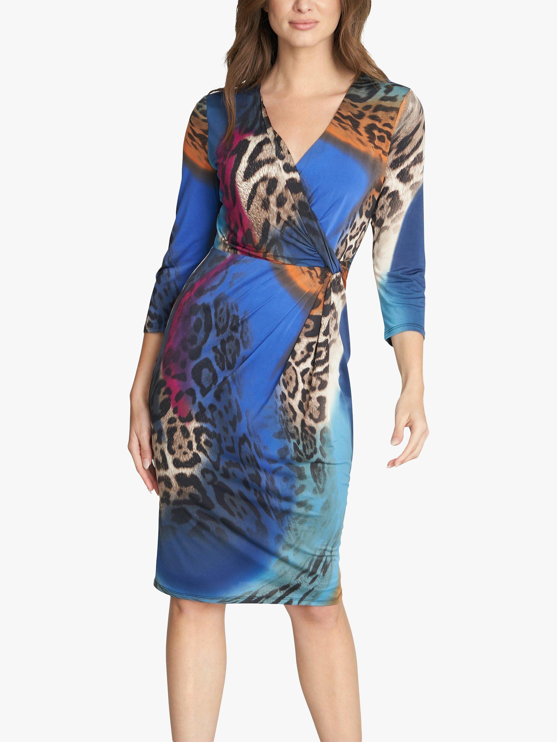 Gina Bacconi Dee Animal Print Wrap Dress, Multi