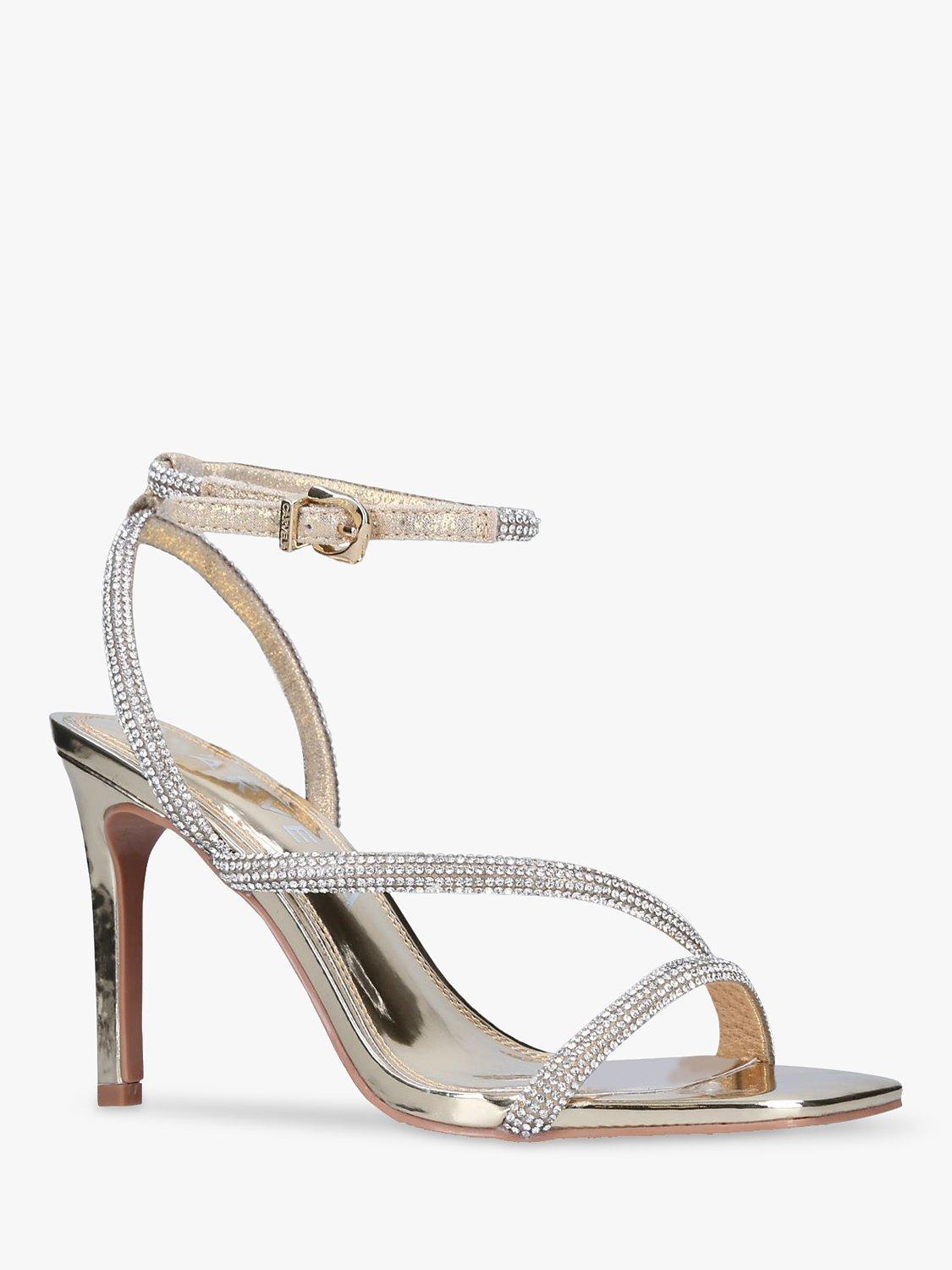 Product image 2 of 4, which shows Carvela Paparazzi Diamante Embellished Sandals, Gold, 3