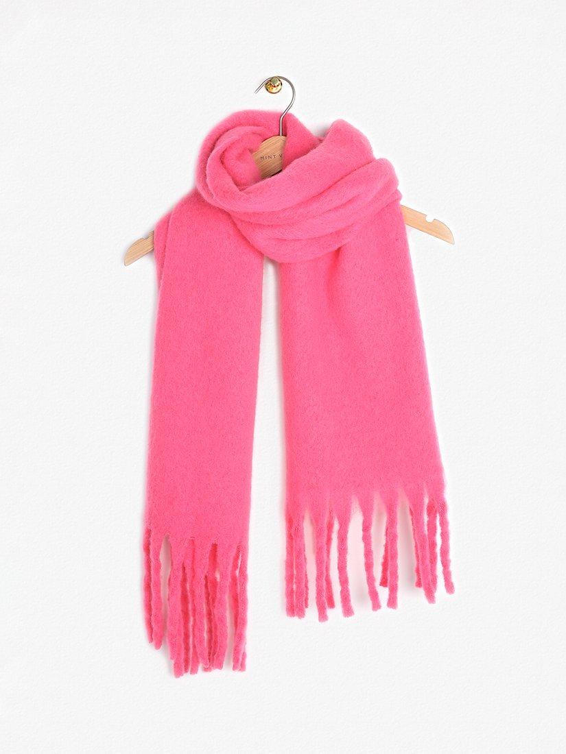 Mint Velvet Tassle Brushed Scarf, Pink Multi Pink, One Size