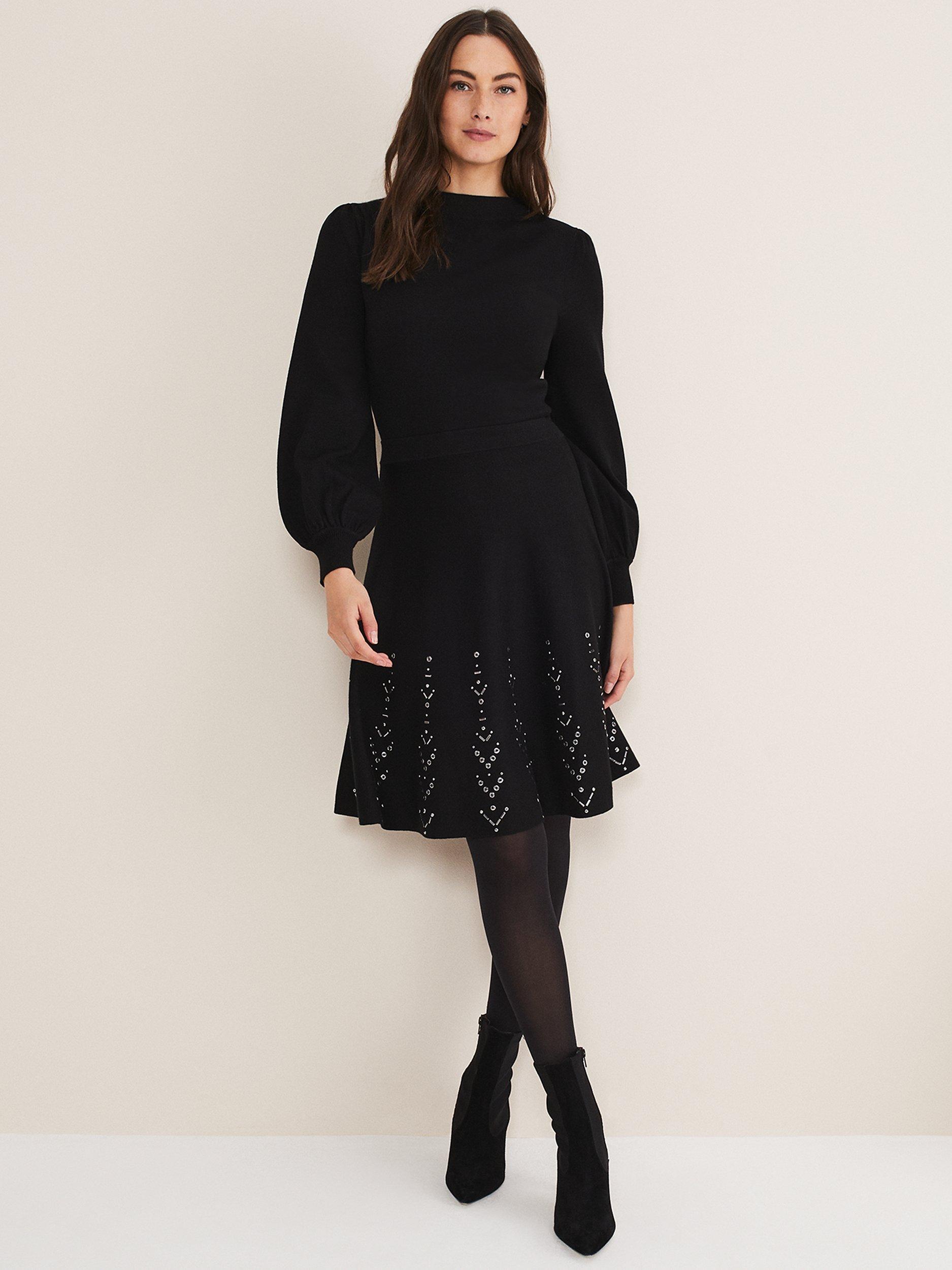 Phase Eight Marley Knitted Dress, Black