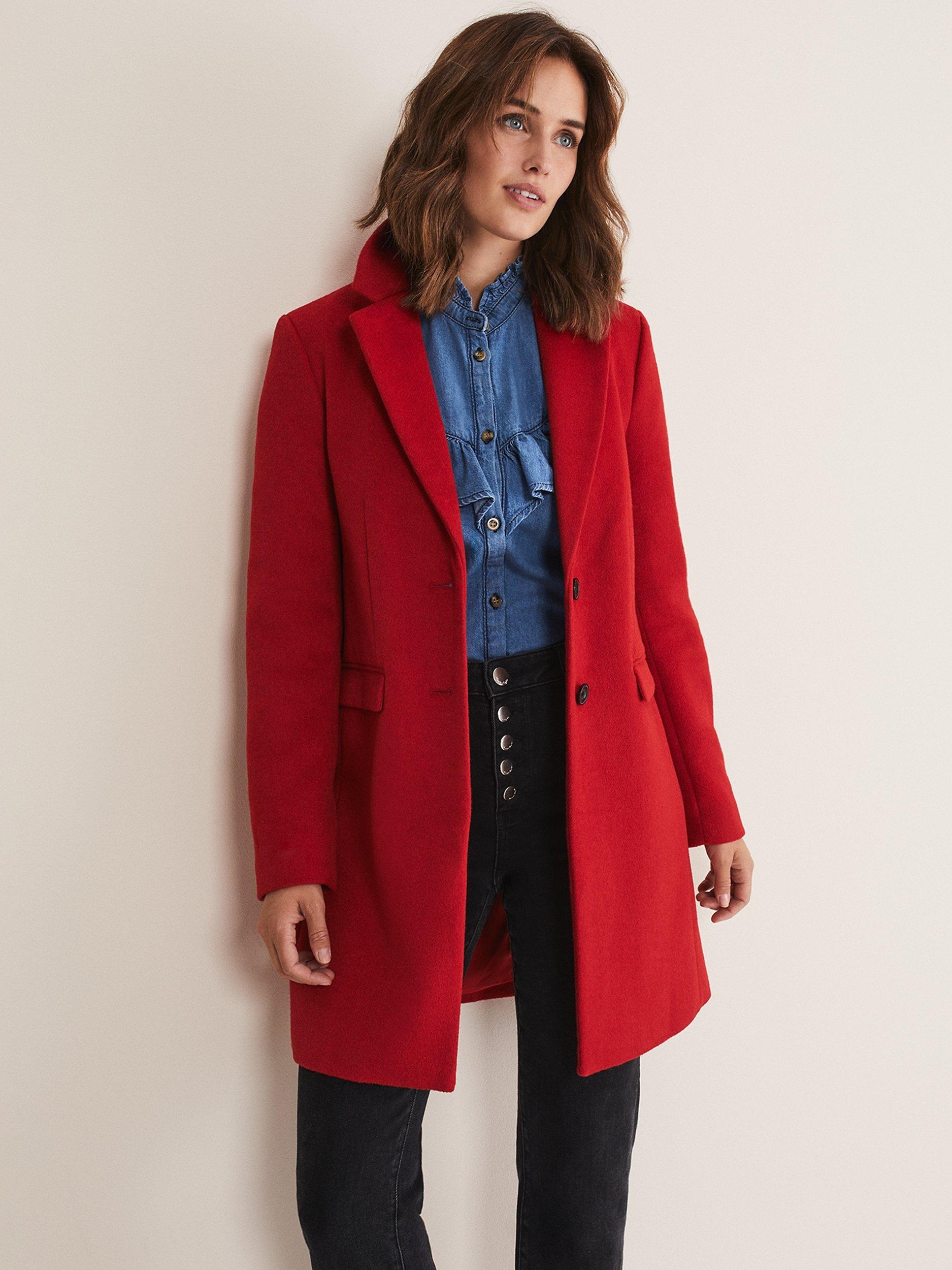 Phase Eight Lydia Wool Blend Coat, Red