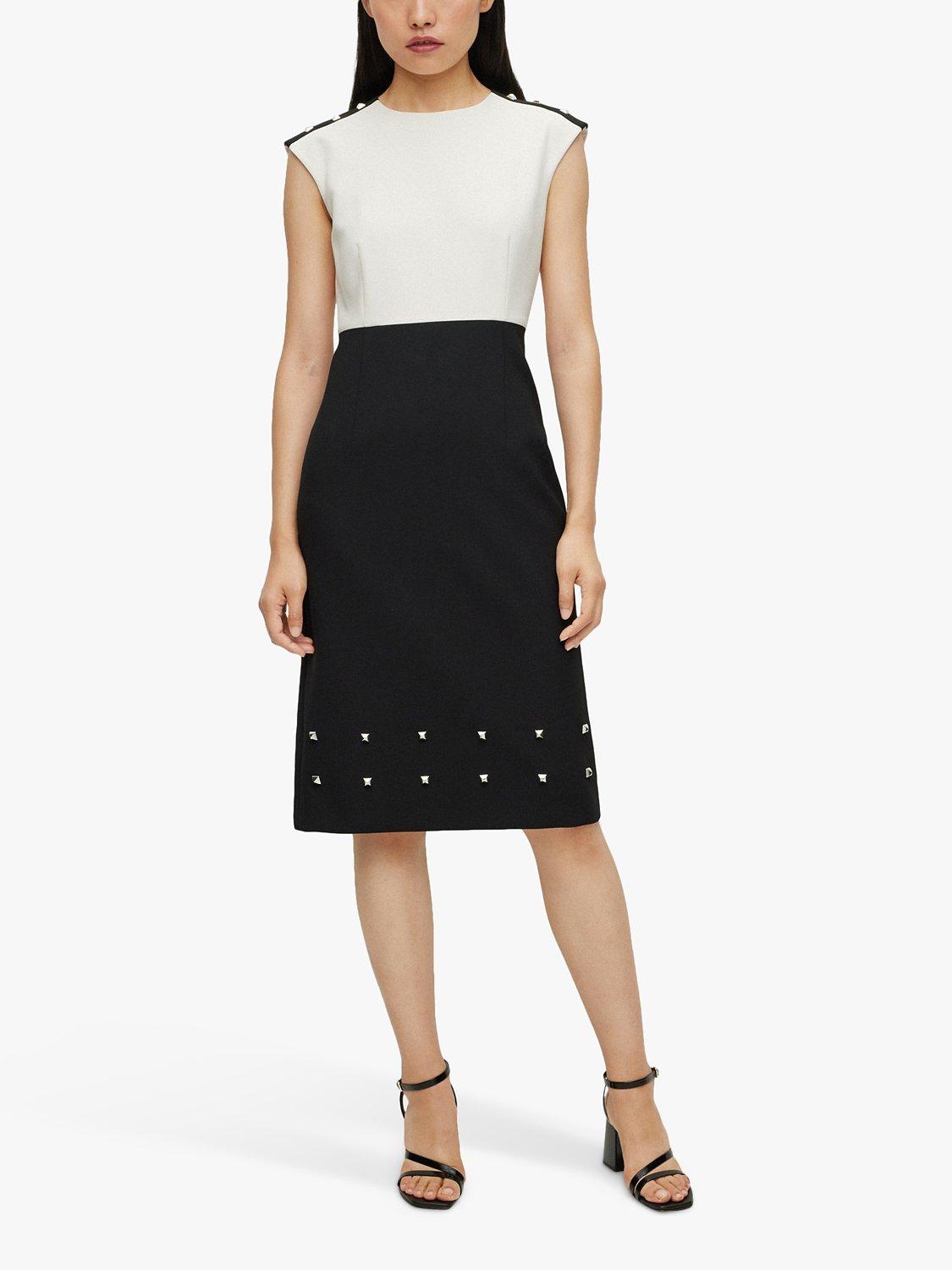 HUGO BOSS Devoka Knee Length Dress, Black/White