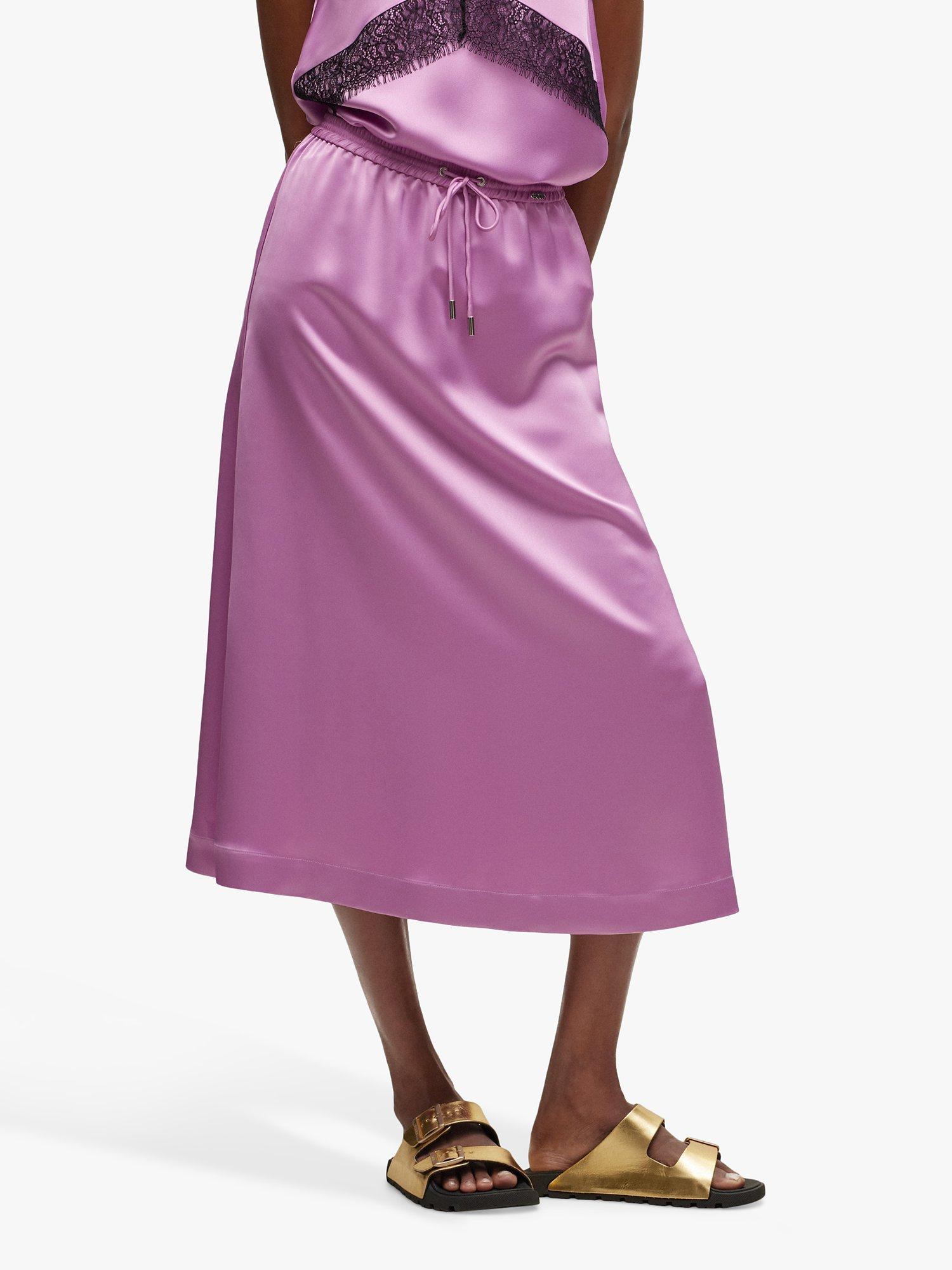 HUGO BOSS Vesala Satin Midi Skirt, Open Pink