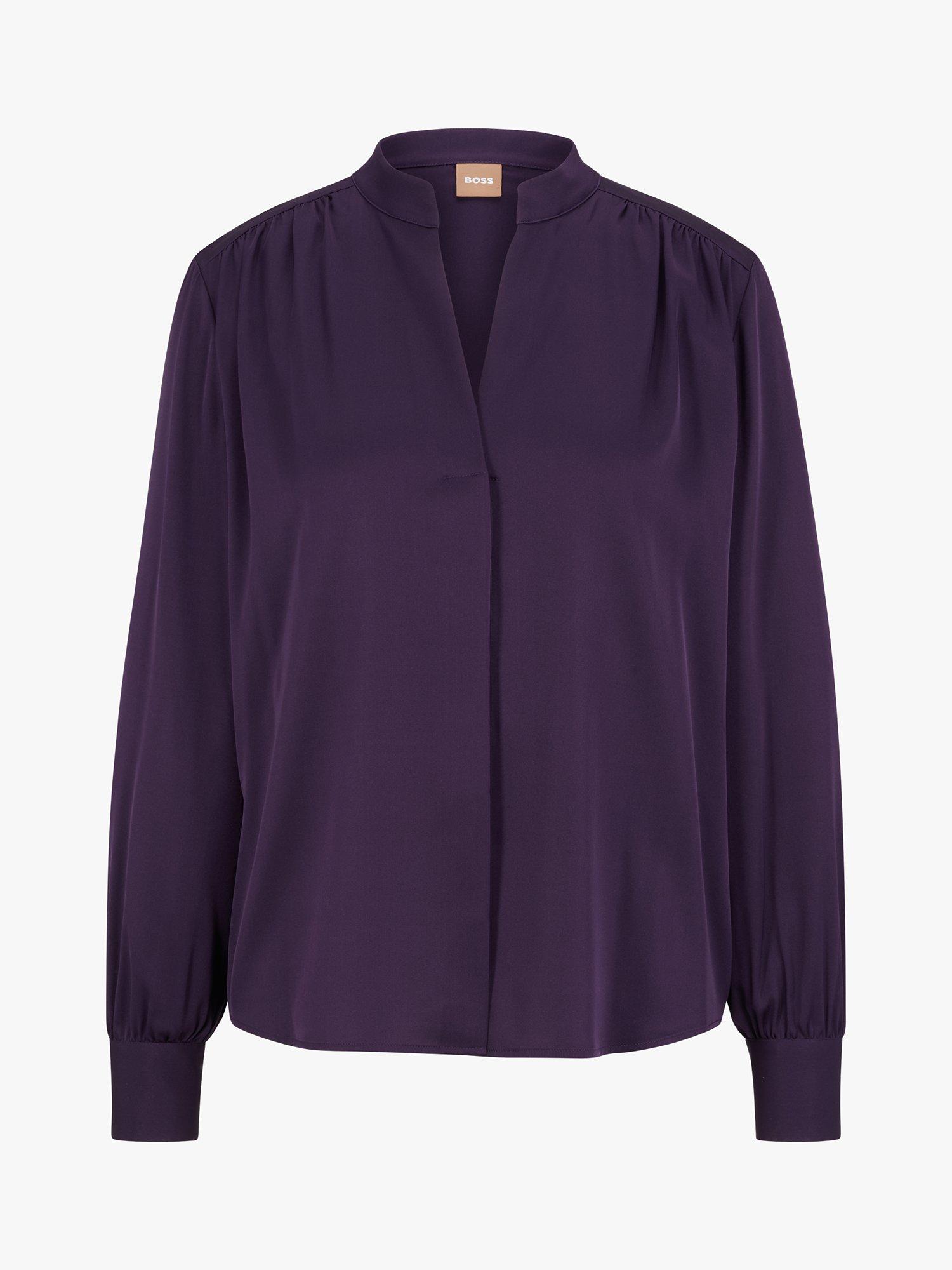 Product image 4 of 5, which shows HUGO BOSS Banora18 Silk Blouse, Dark Purple, 14