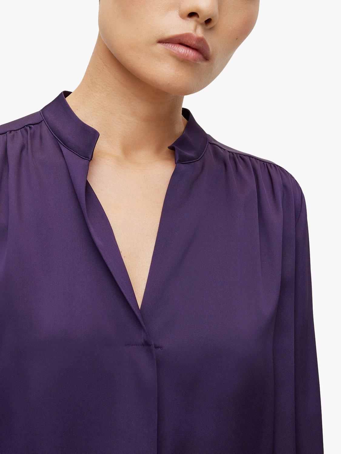 Product image 5 of 5, which shows HUGO BOSS Banora18 Silk Blouse, Dark Purple, 14