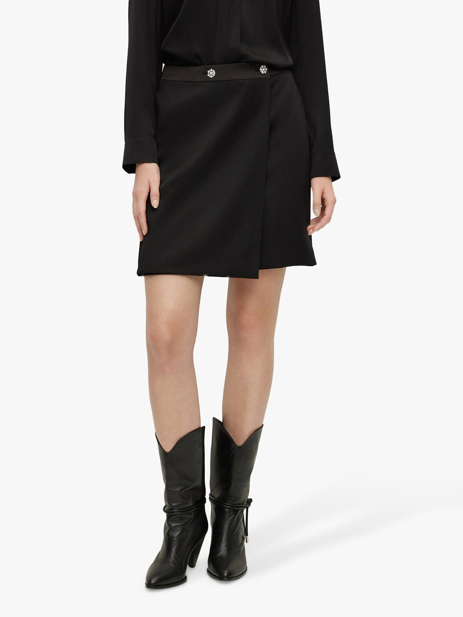 HUGO BOSS Vittora Woollen Jewel Wrap Skirt, Black