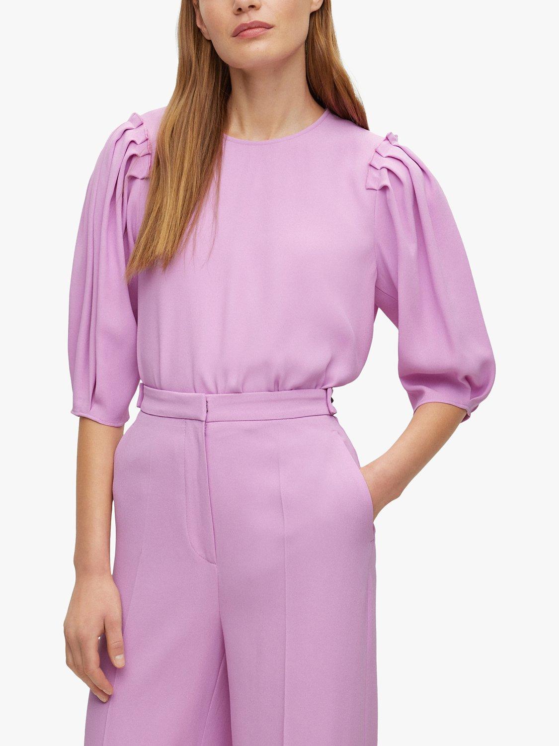 HUGO BOSS Iwena Ruffle Trim Top, Pink