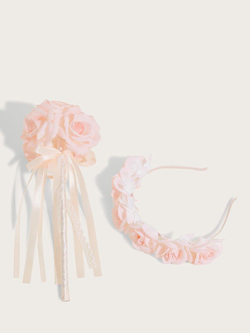 Monsoon Kids' Rosebud Hair Set, Pink