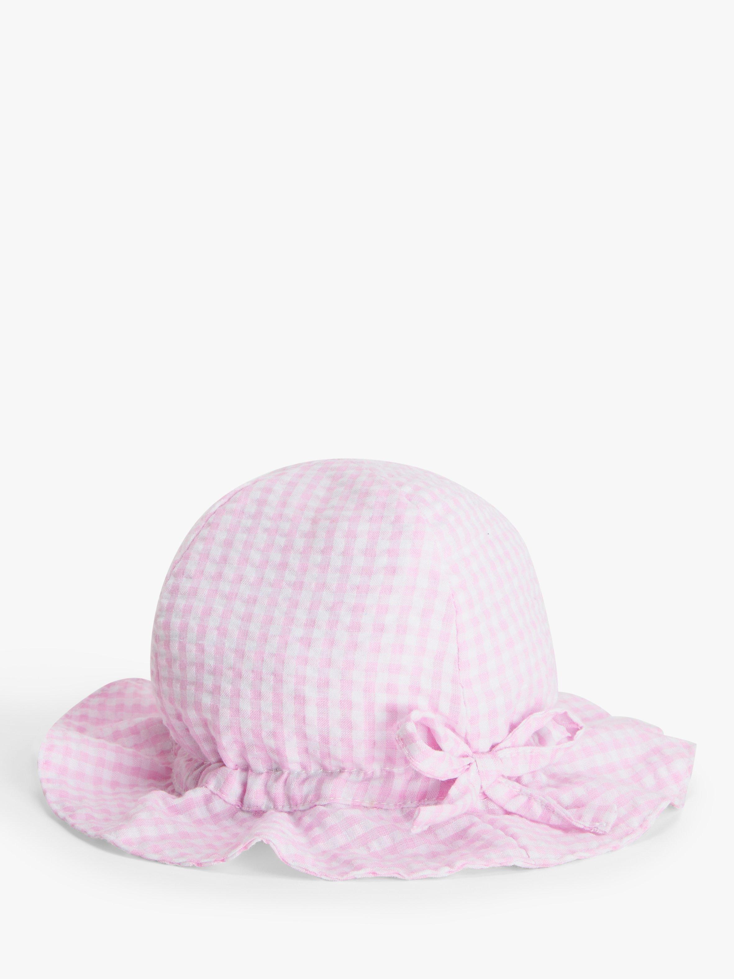 John Lewis Baby Gingham Sun Hat, Pink