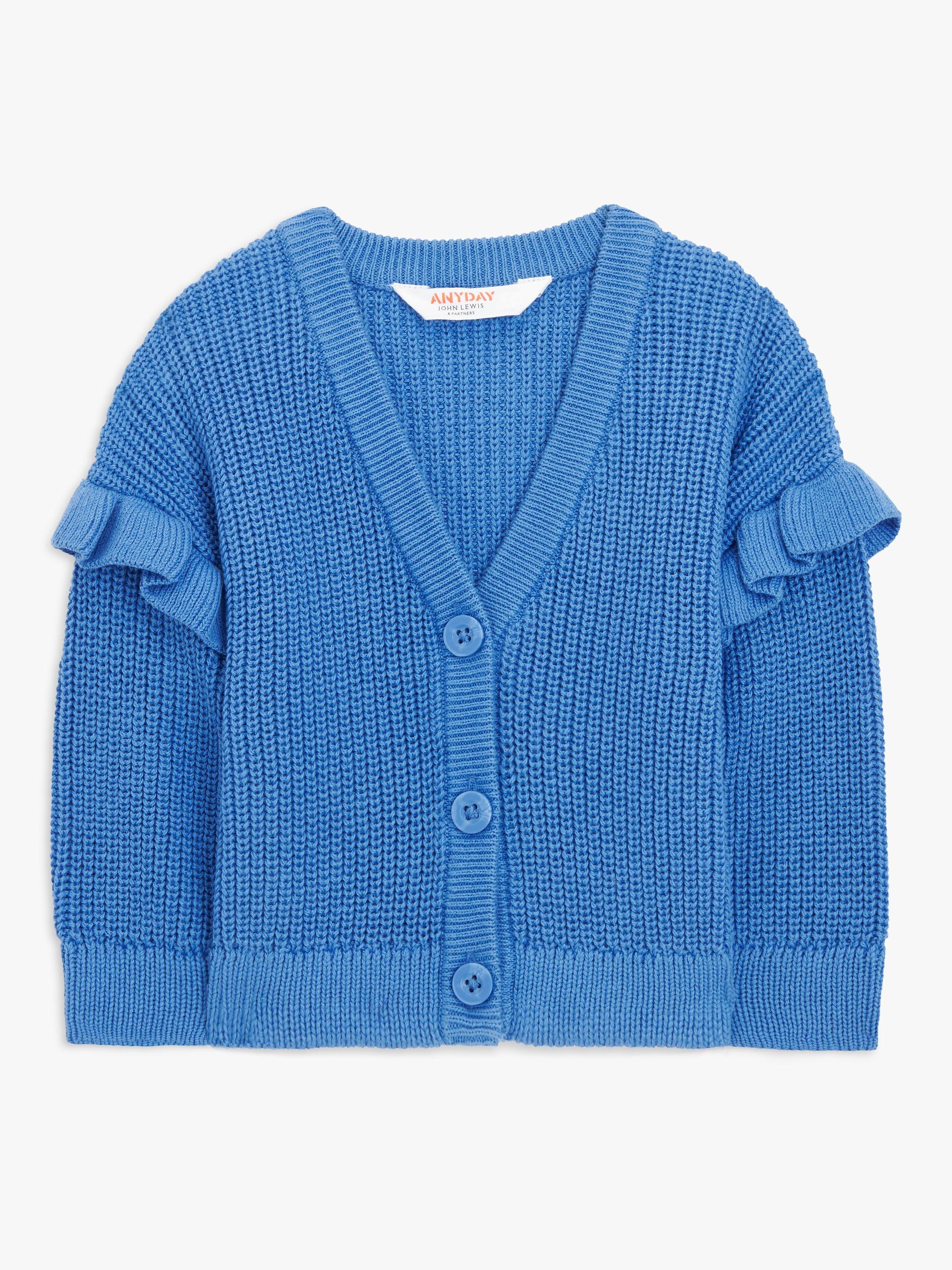 John Lewis ANYDAY Baby Frill Cardigan, Blue