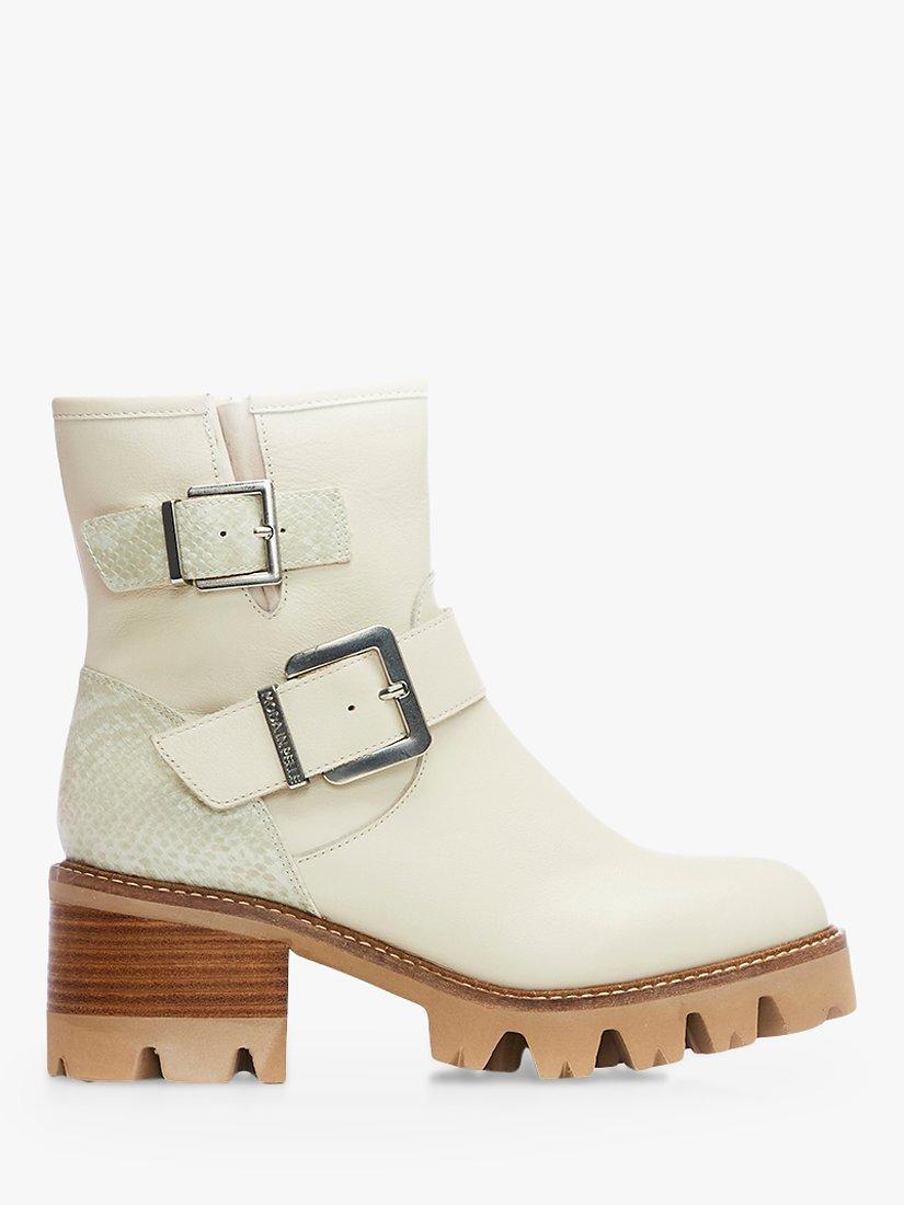 Moda in Pelle Delihla Leather Biker Boots, Cream